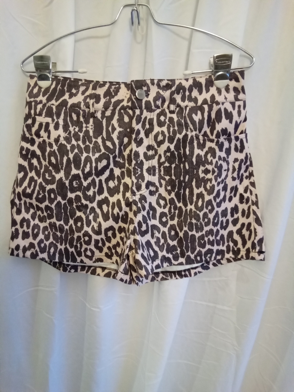 Source Unknown Leopard Print Jean Shorts Brown Cream Animal Print High Waist M